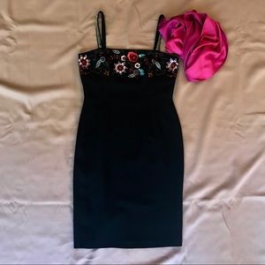 Little black cocktail dress - sequined embroidery.